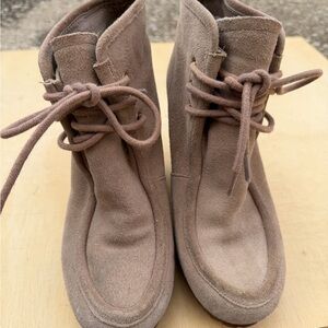 Michael Kors Taupe Suede Wedge Booties